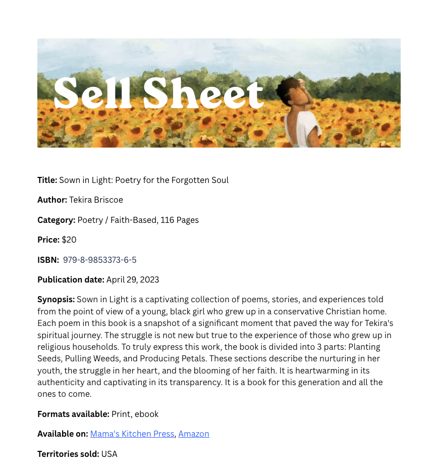 Sell Sheet preview